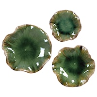 Abella Green Ceramic Wall Decor, Set of 3