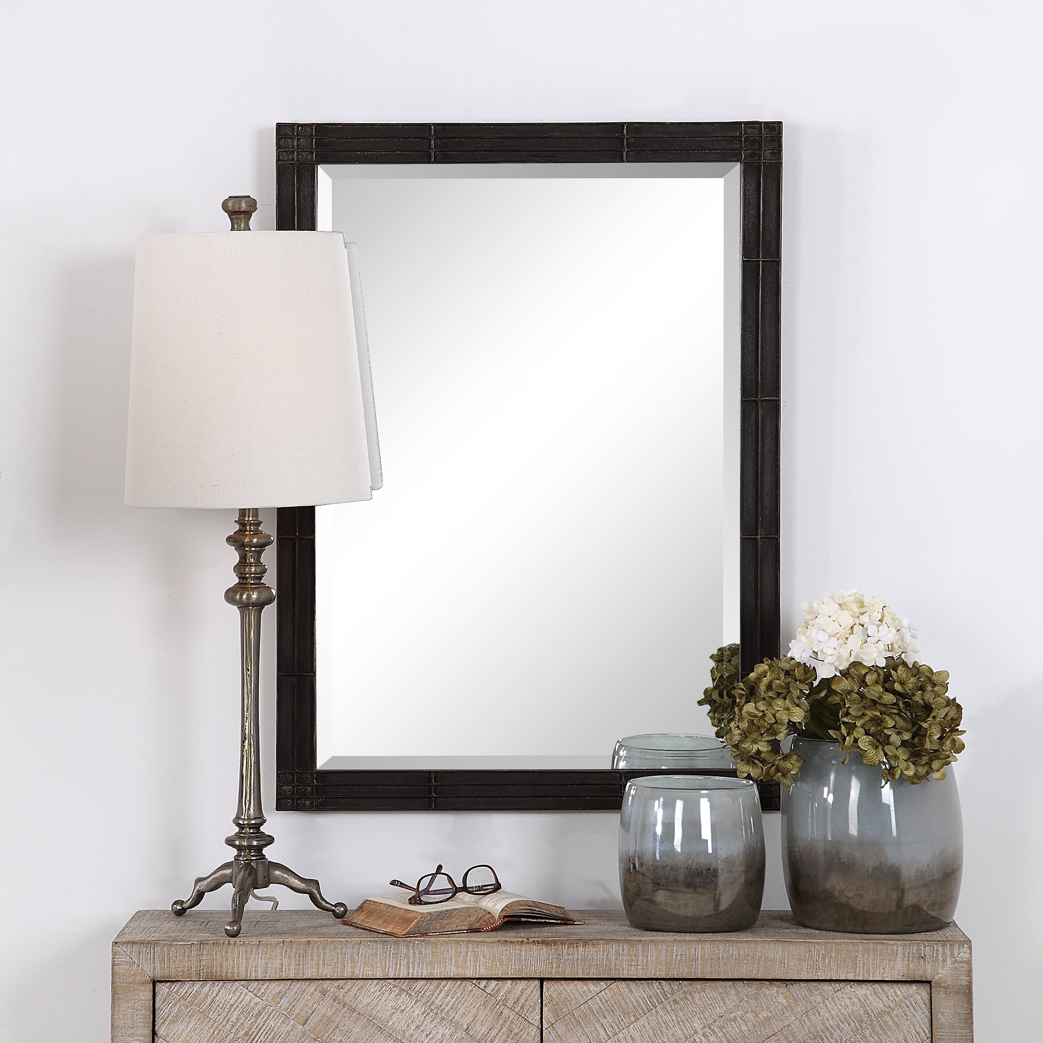 Uttermost Mirrors Gower Aged Black Vanity Mirror