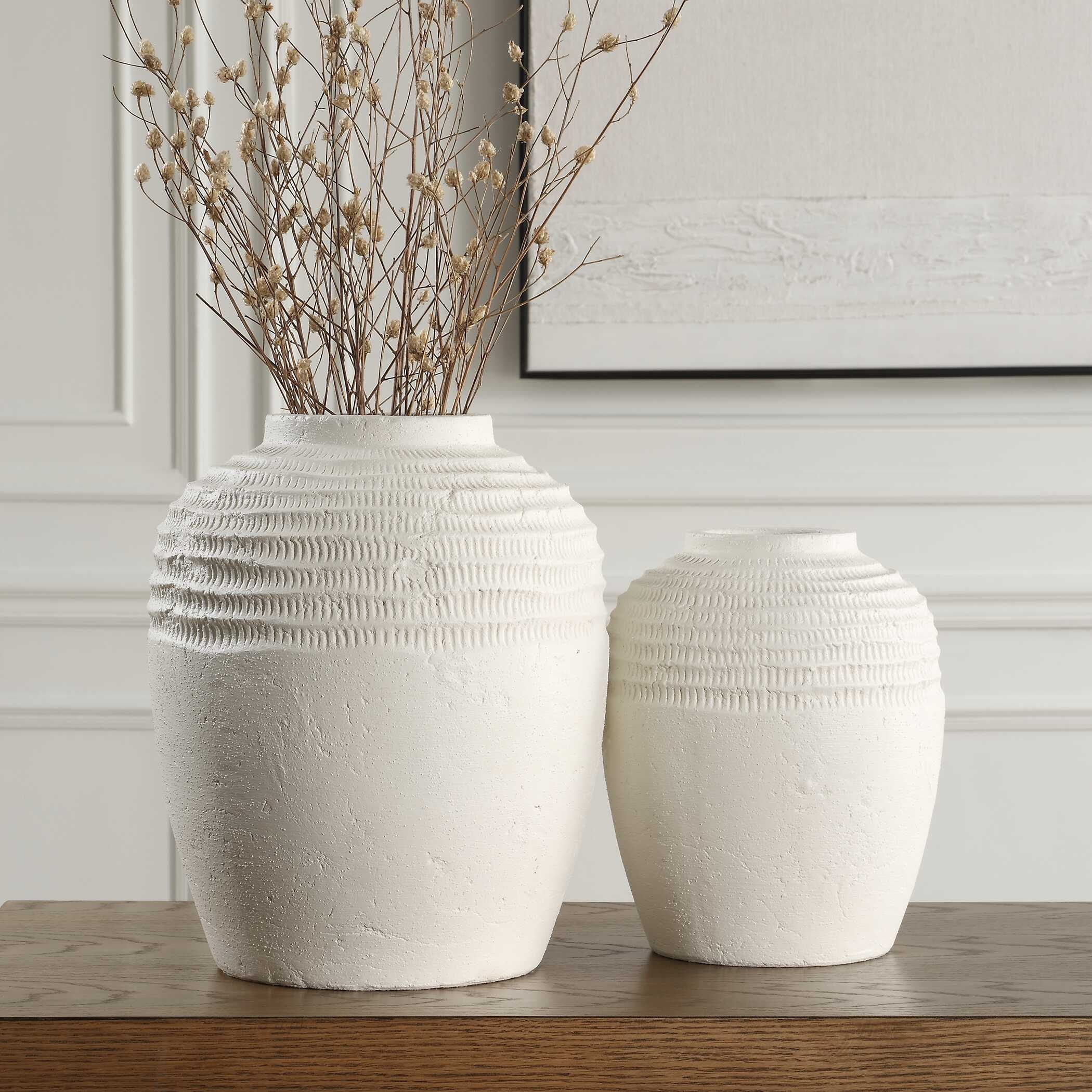 Luna Ridge White Ceramic Vases