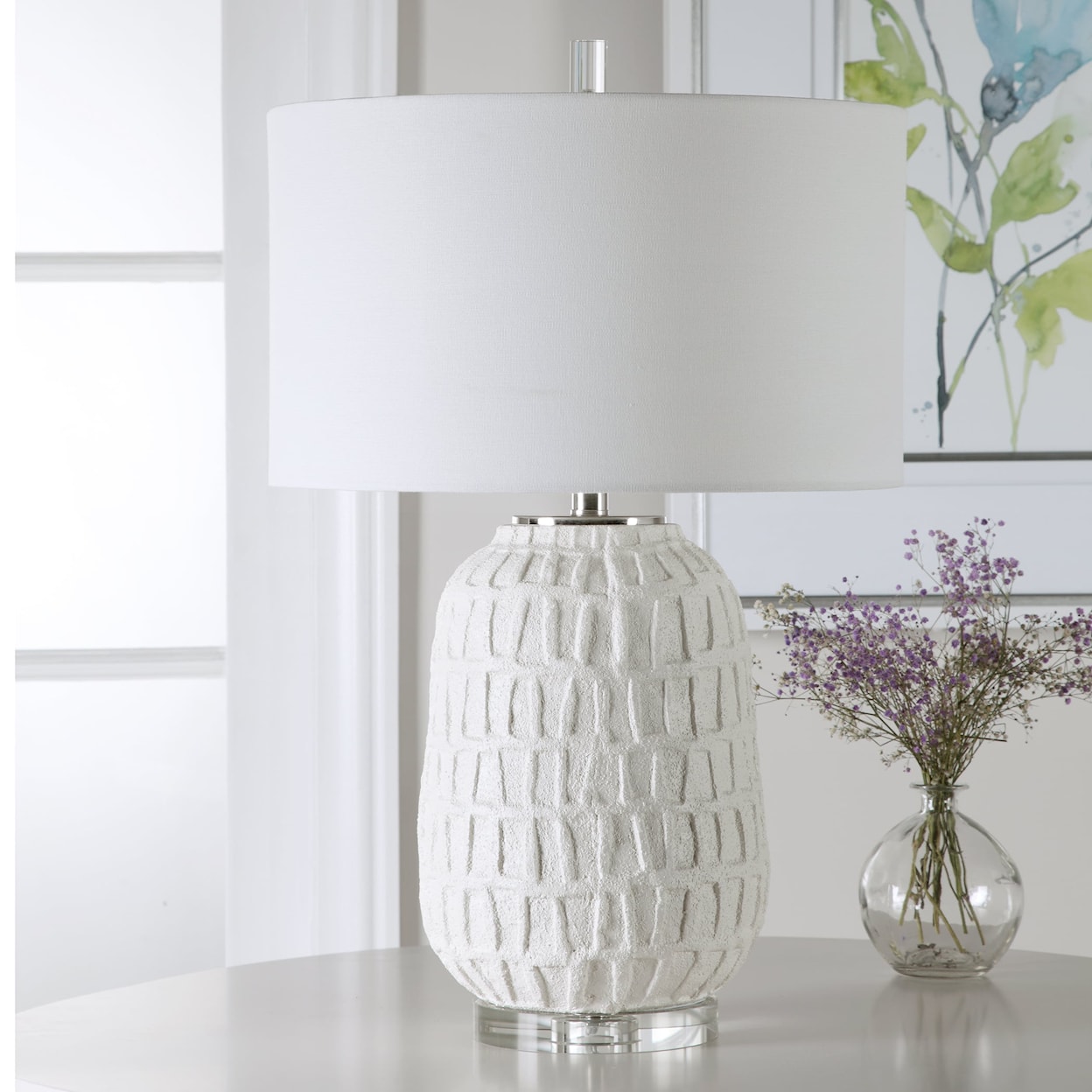 Uttermost Table Lamps Caelina Textured White Table Lamp