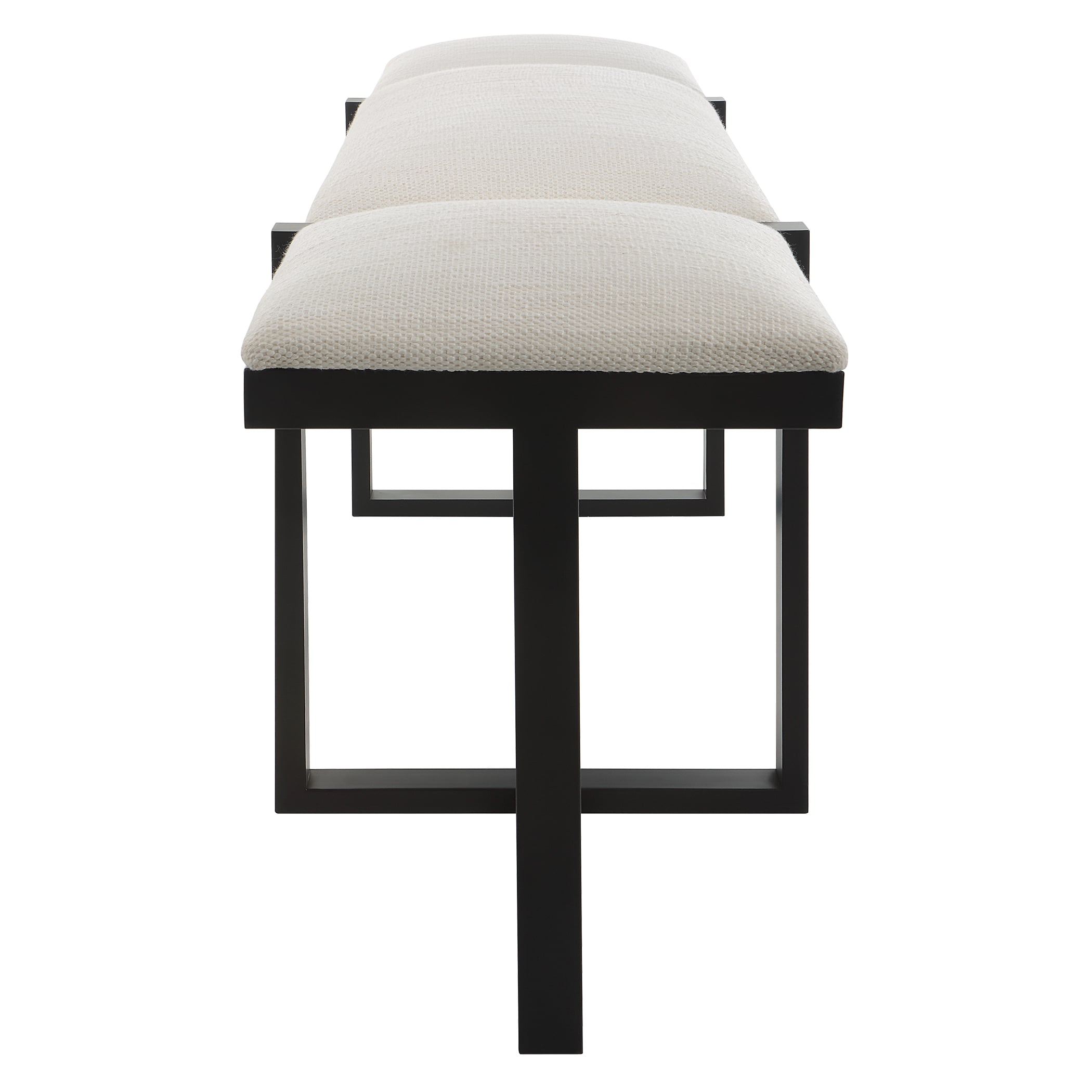 Upholstered Bench with Black Metal Frame