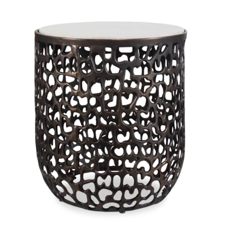 Sabena White Marble Outdoor Side Table