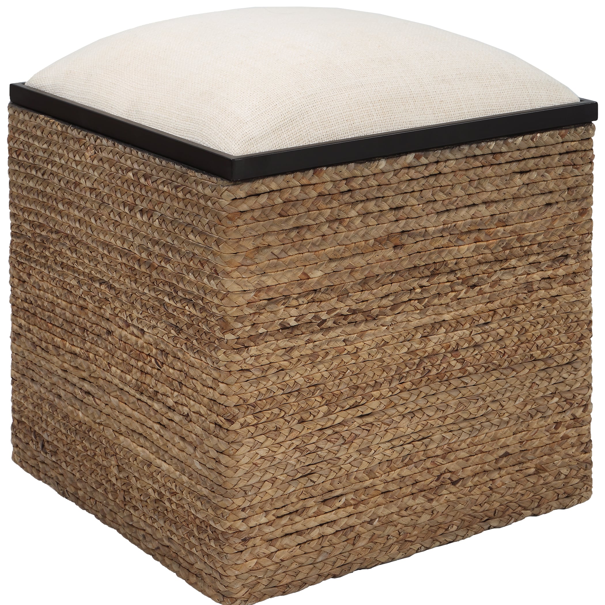 Island Square Straw Accent Stool