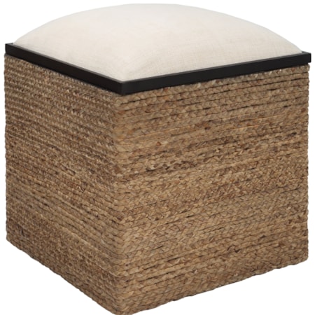 Island Square Straw Accent Stool