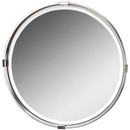 Tazlina Brushed Nickel Round Mirror