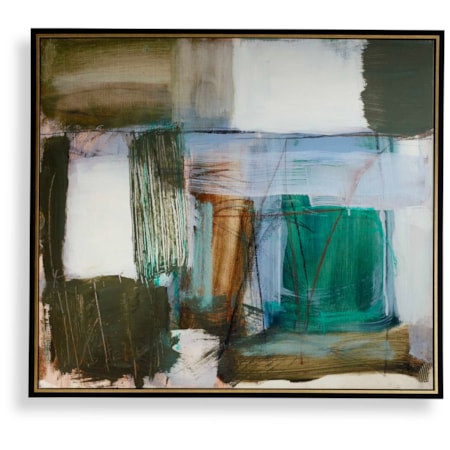 Green Fields Framed Abstract Canvas