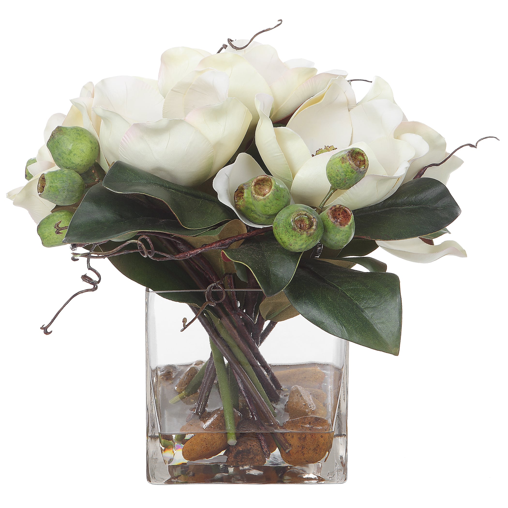 Uttermost Dobbins Magnolia Magnolia Bouquet with Glass Vase