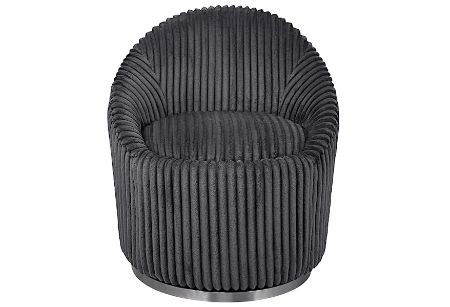 Accent Furniture - Accent Chairs Crue Gray Fabric Swivel Chair by Uttermost at Pedigo Furniture