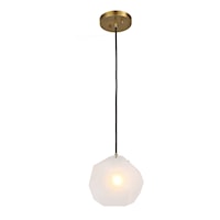 Contemporary Geometric Pendent Light with Brass Finish Accents