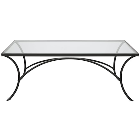 Alayna Black Metal & Glass Coffee Table