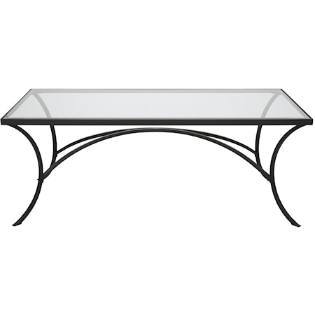 Alayna Black Metal & Glass Coffee Table