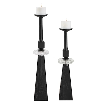 Ebon Glow Floor Candleholders Set/2