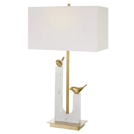 Contemporary Table Lamp with Brushed Brass Plated Iron Base