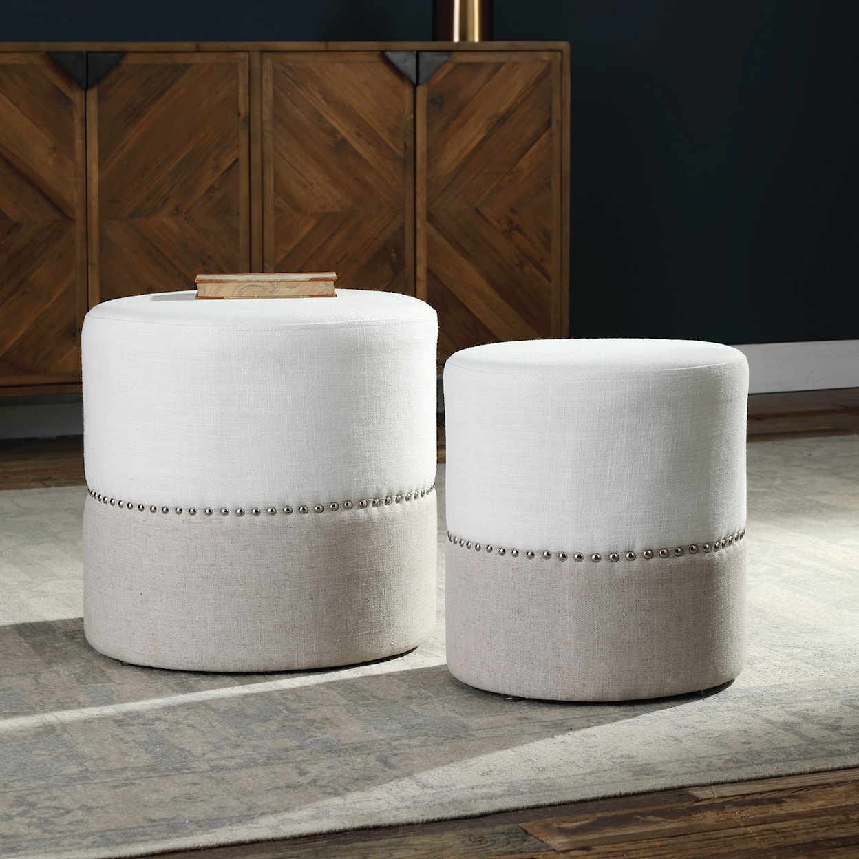 Uttermost Accent Furniture - Ottomans Tilda Two-Toned Nesting Ottomans