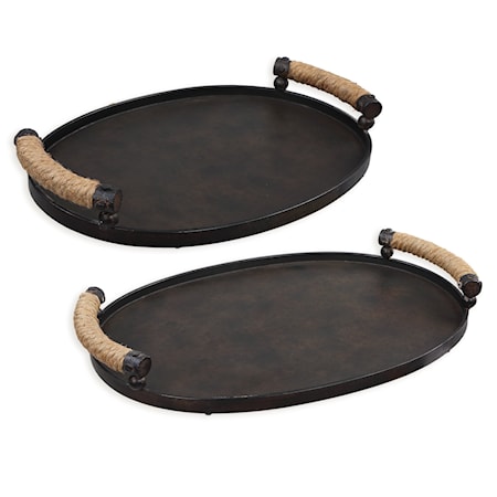 Oxidized Bronze Trays- Set of 2