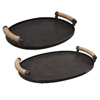 Rustic Oxidized Bronze Trays- Set of 2