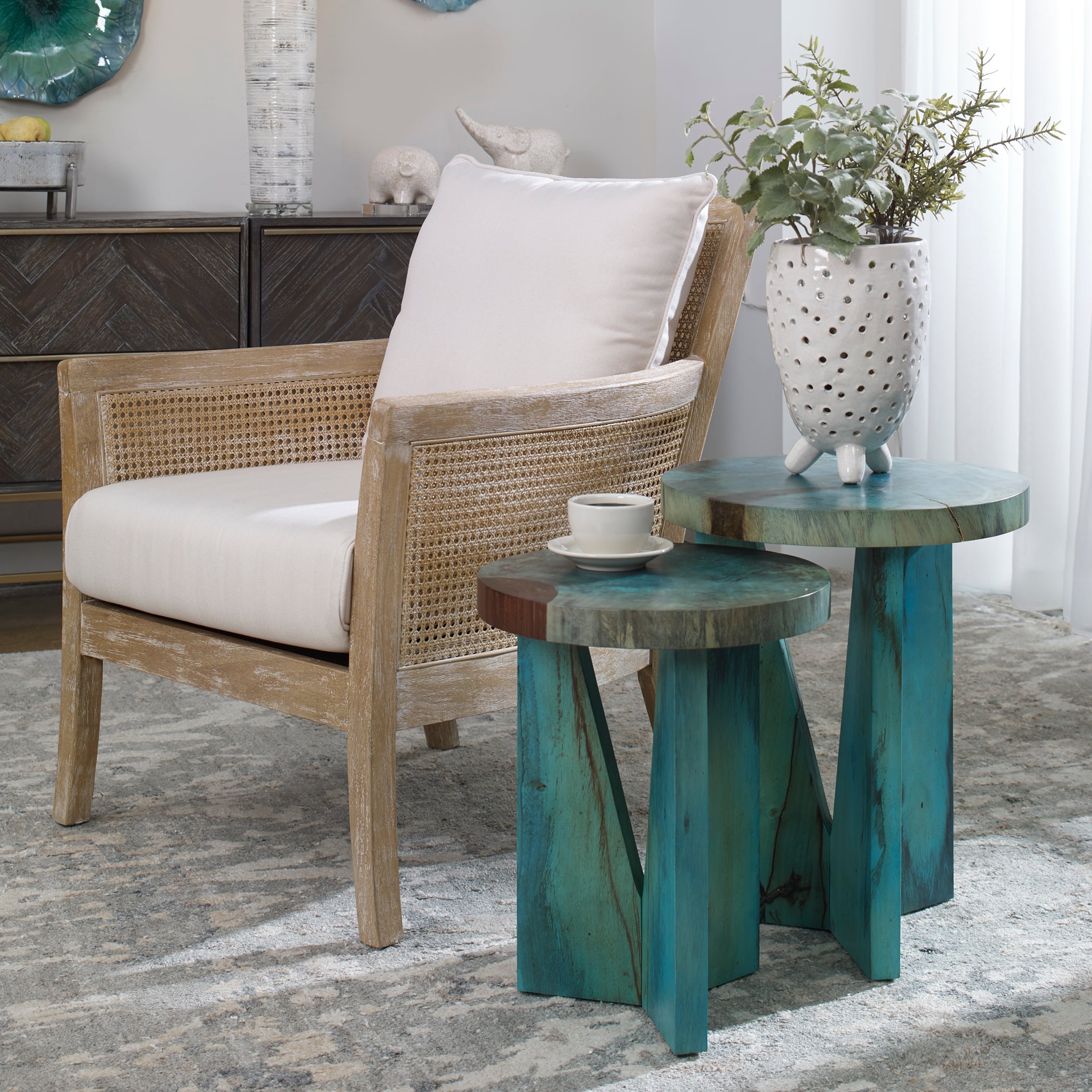 Nadette Blue Nesting Tables S/2