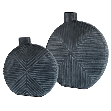 Aged Black Vases- Set of 2