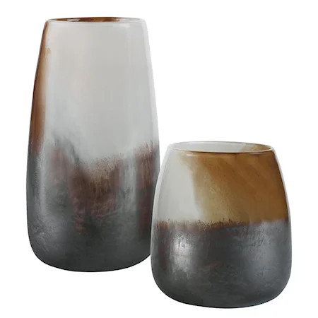 Handcrafted Multicolored Glass Vases- Set of 2