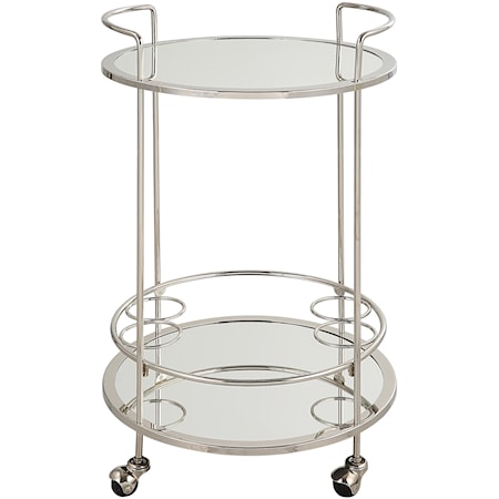 Chrome Bar Cart with Casters