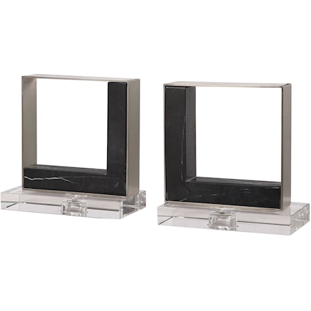 Modern Marble Bookends, S/2