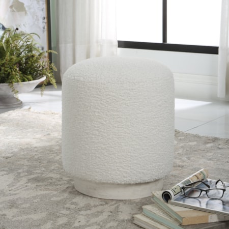 White Ottoman with Wire Brushed Oak Base