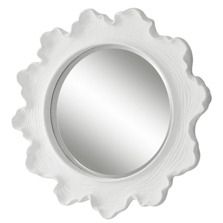 Sea Coral White Round Mirror