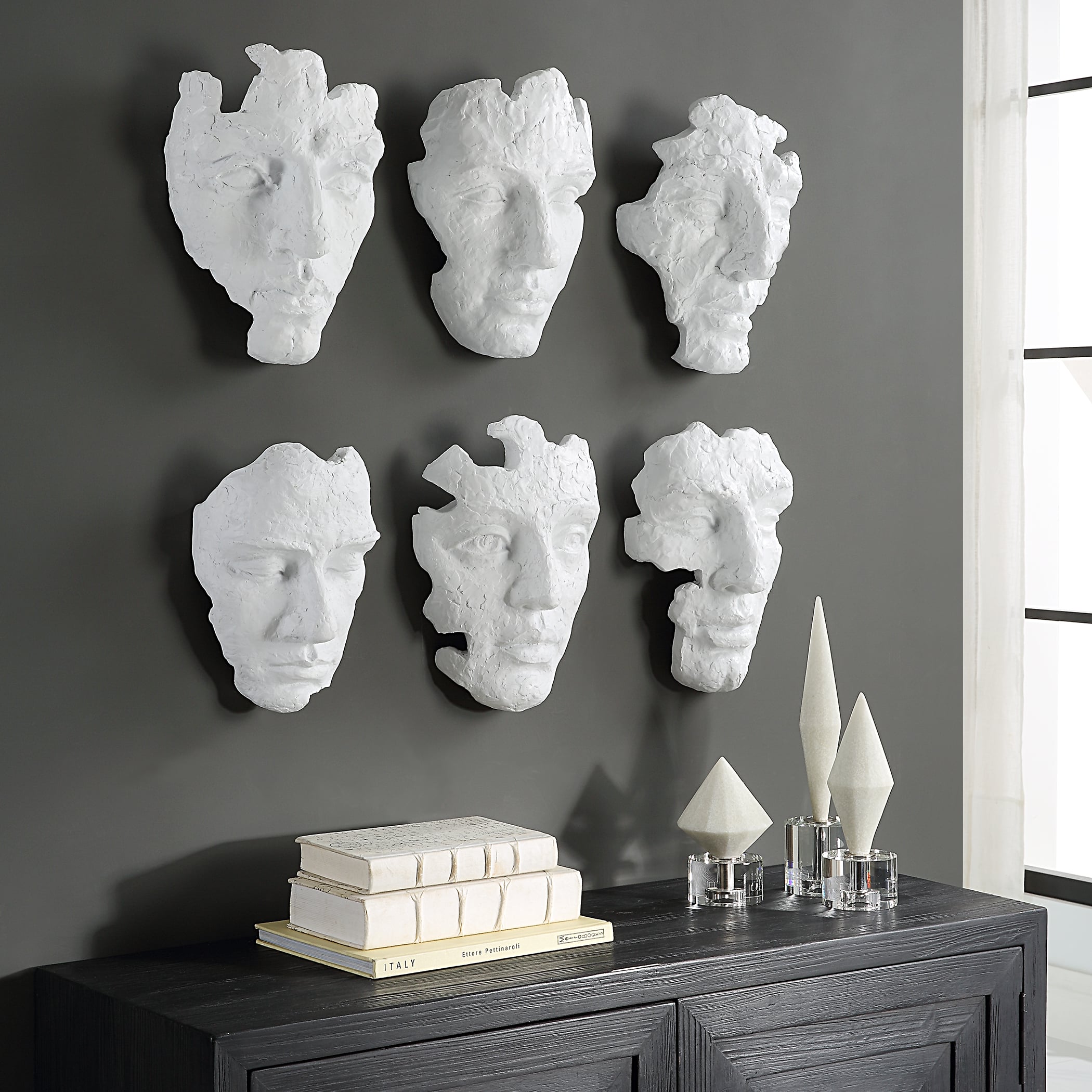 Uttermost Self-Portrait Self-Portrait White Mask Wall Decor Set/6