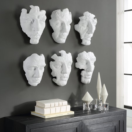 Self-Portrait White Mask Wall Decor Set/6