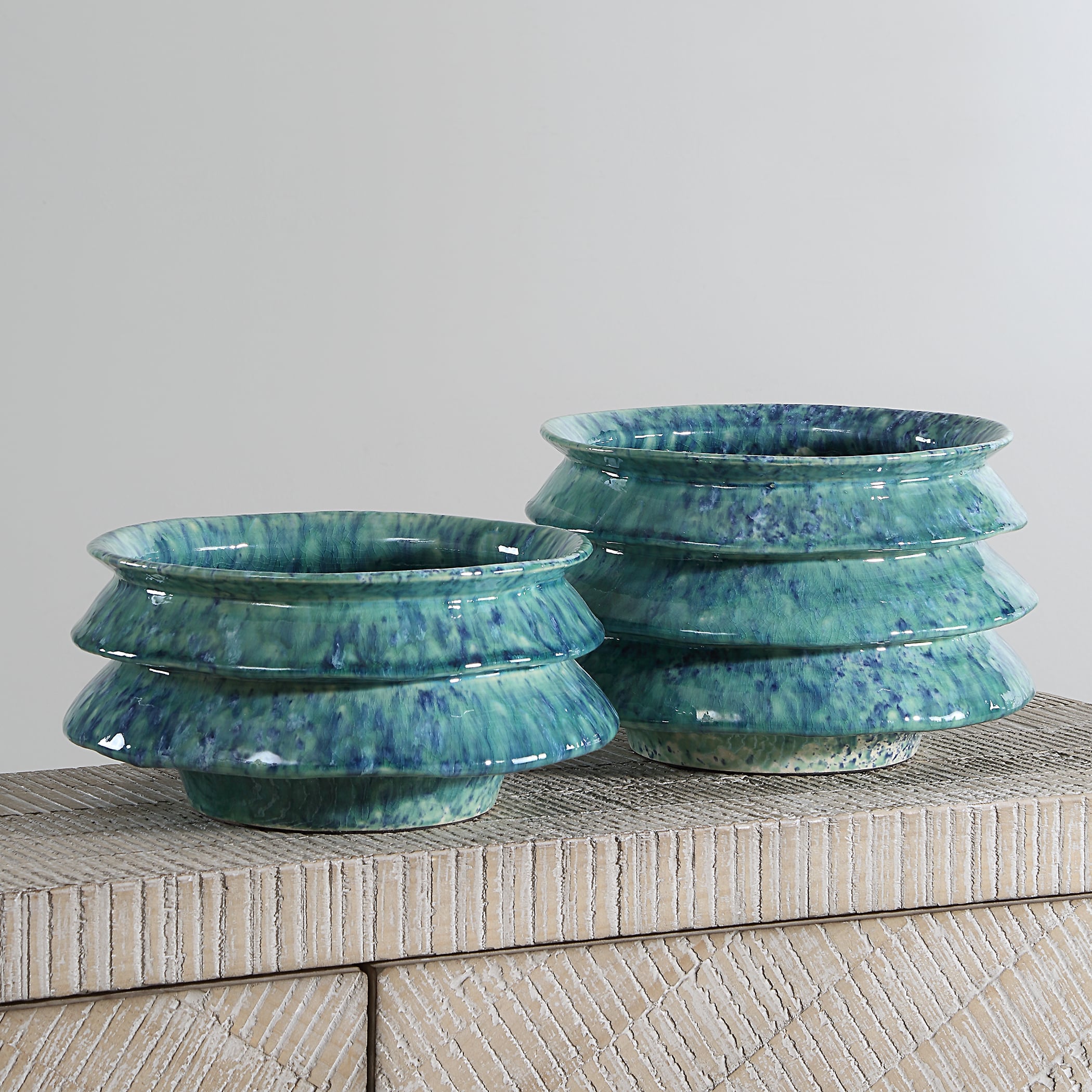 Zigzag Blue Green Bowls Set/2