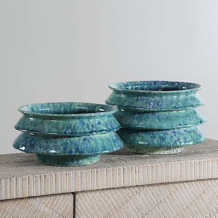 Zigzag Blue Green Bowls Set/2