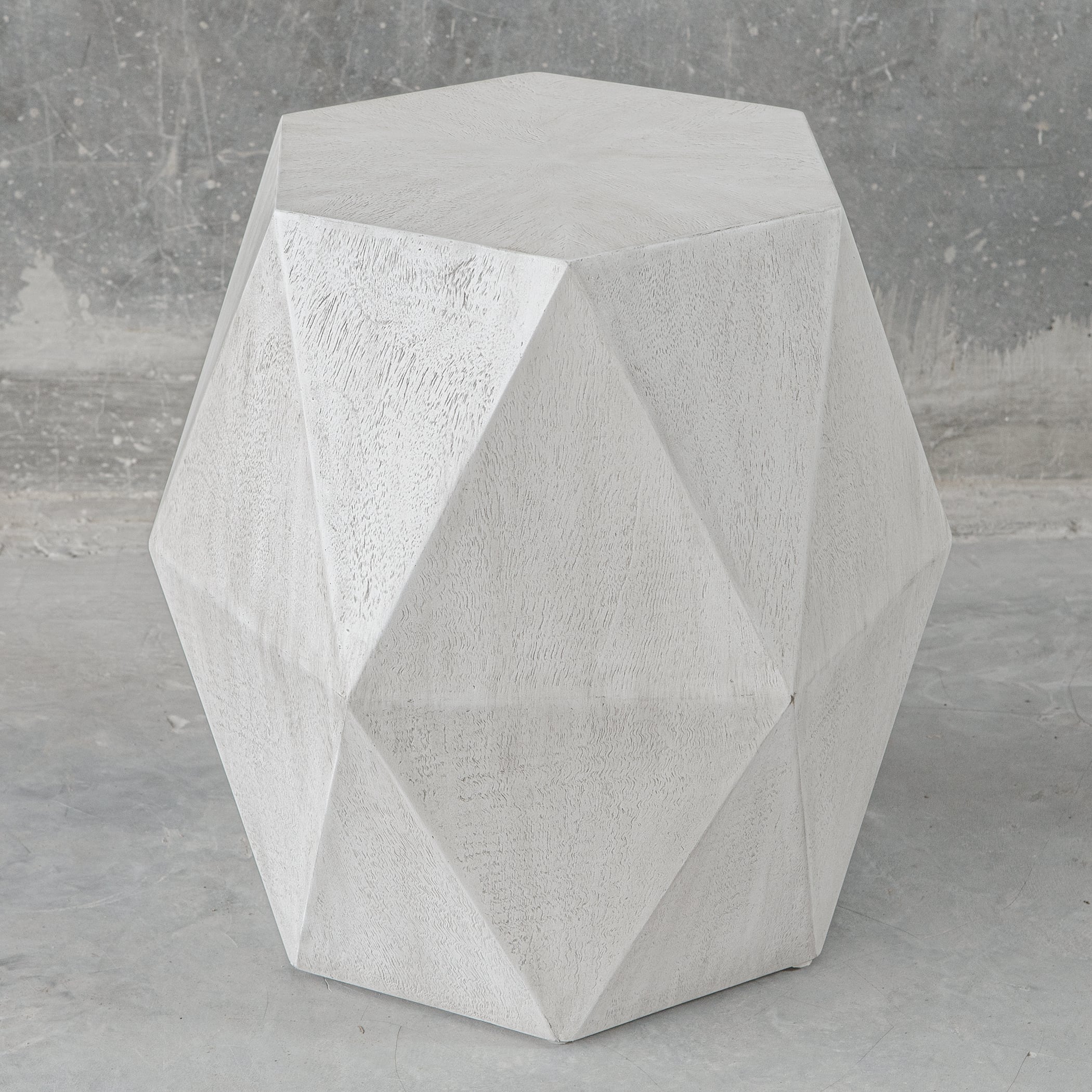 White Geometric Accent Table