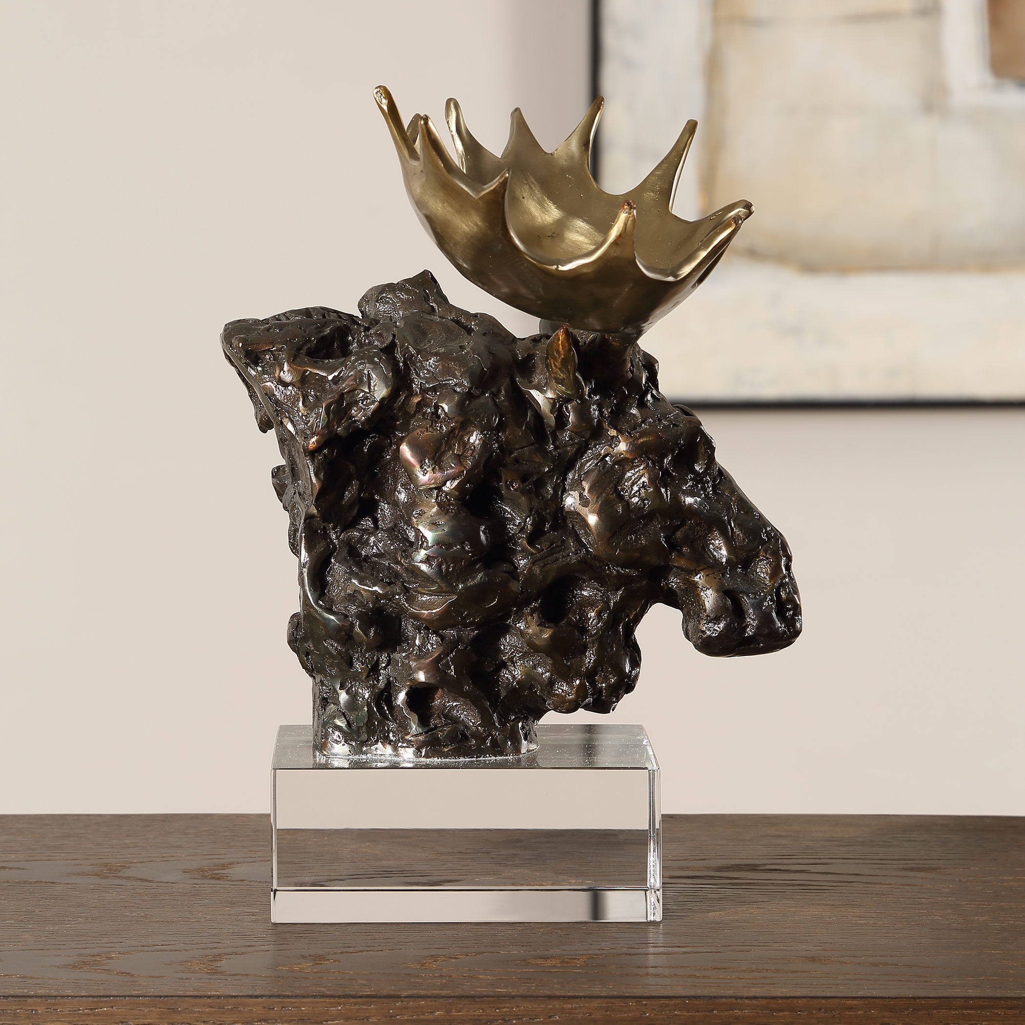 Moose Bust Bronze Sculpture