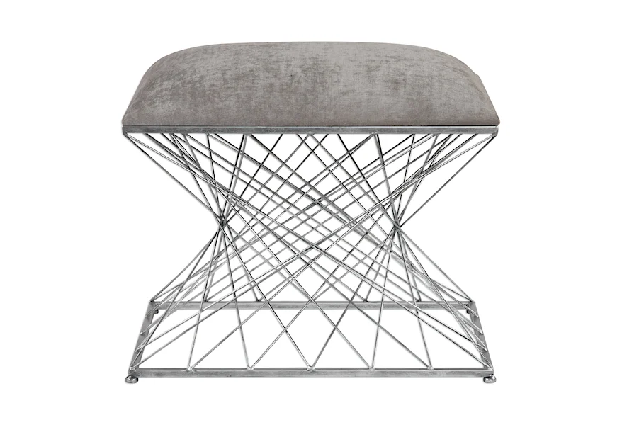 Accent Furniture - Benches Zelia Silver Accent Stool by Uttermost at Goffena Furniture & Mattress Center