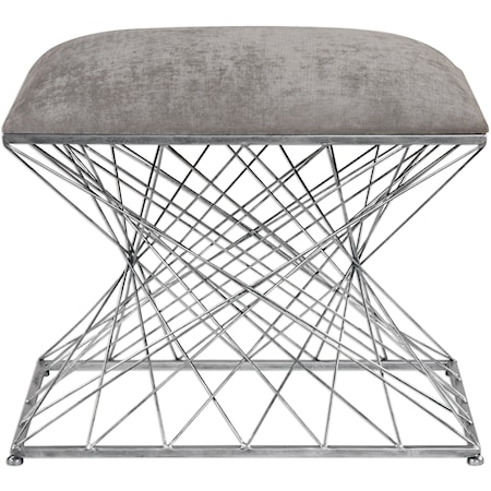 Zelia Silver Accent Stool