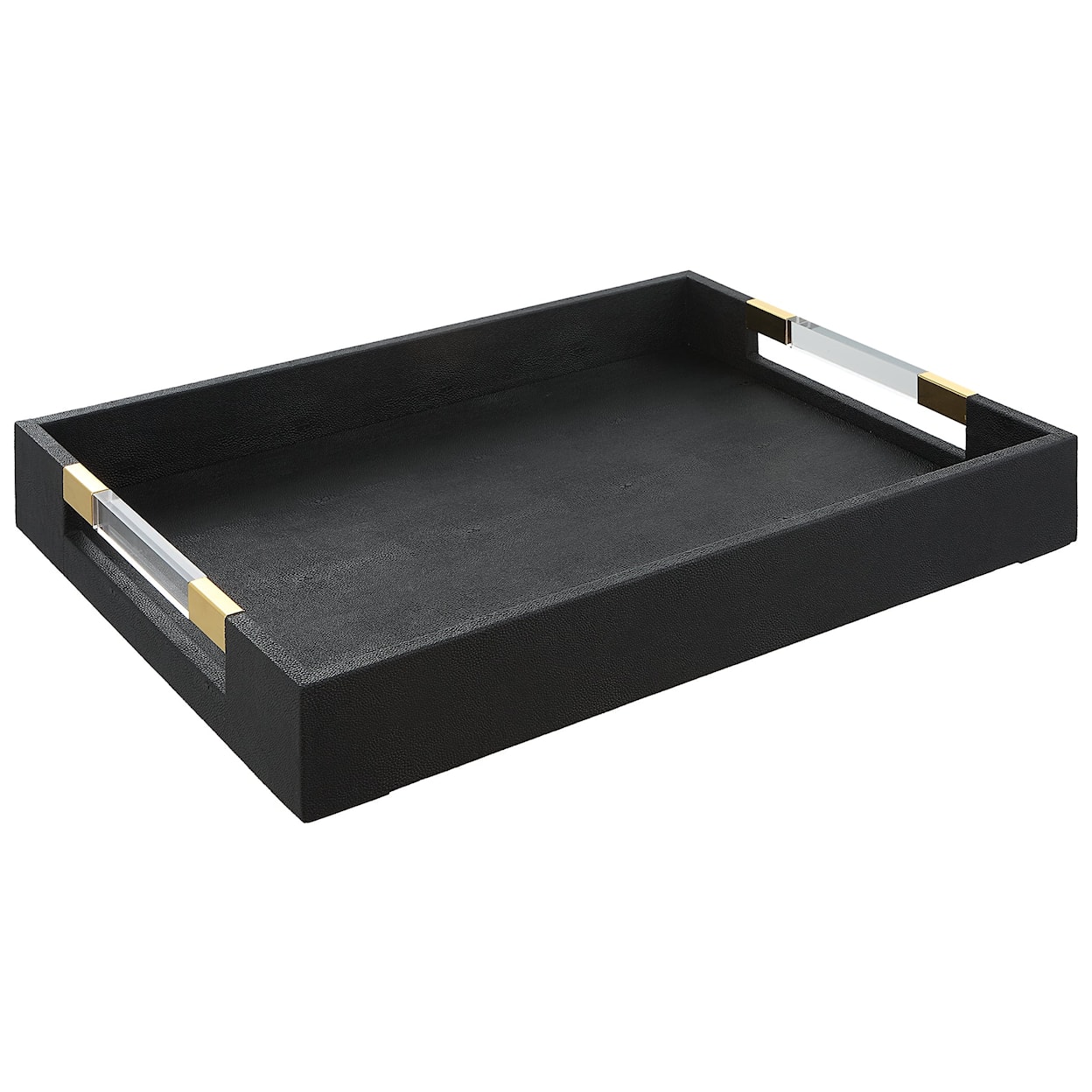 Uttermost Wessex Black Faux Shagreen Tray