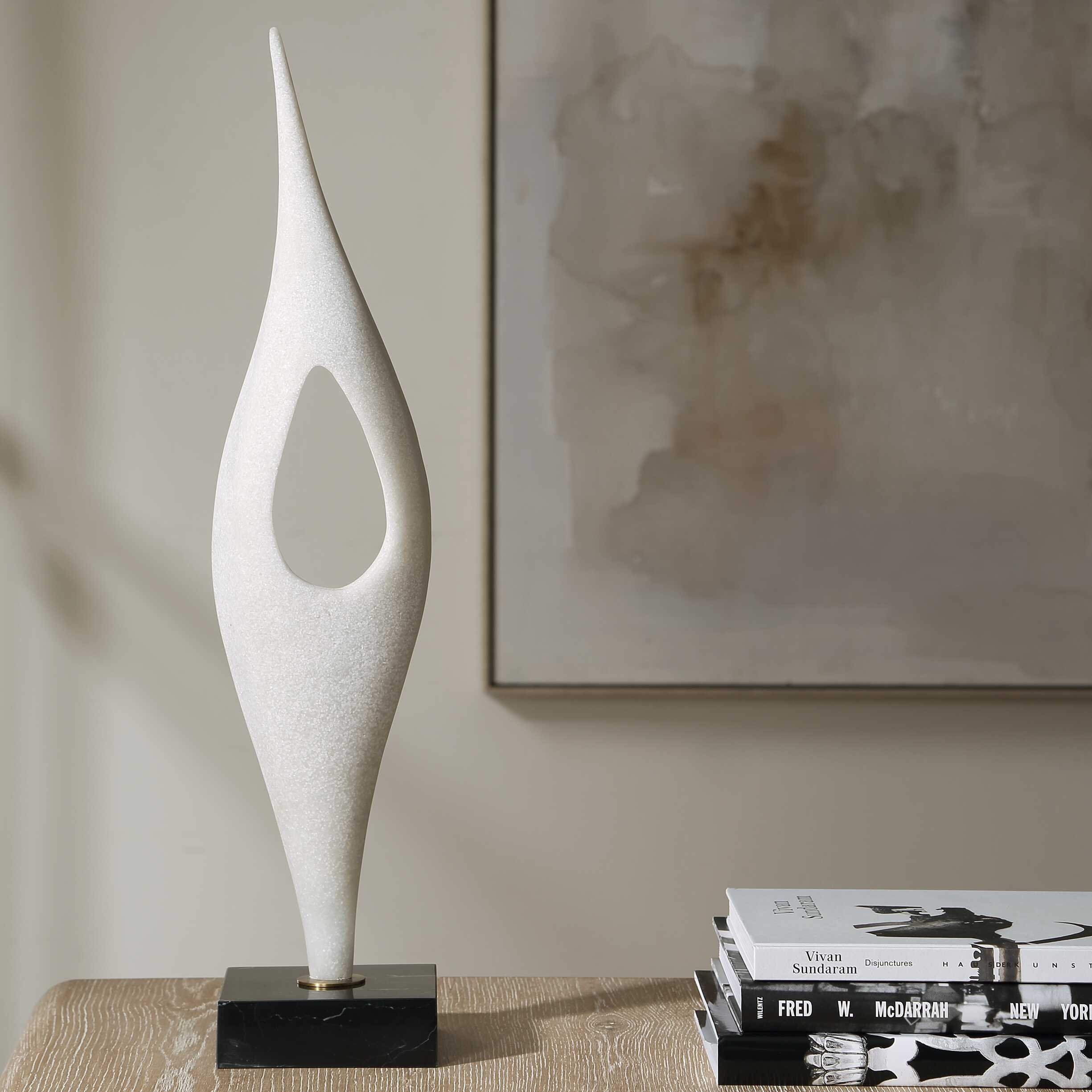 Uttermost Fluid Drop Fluid Drop White Stone Sculpture