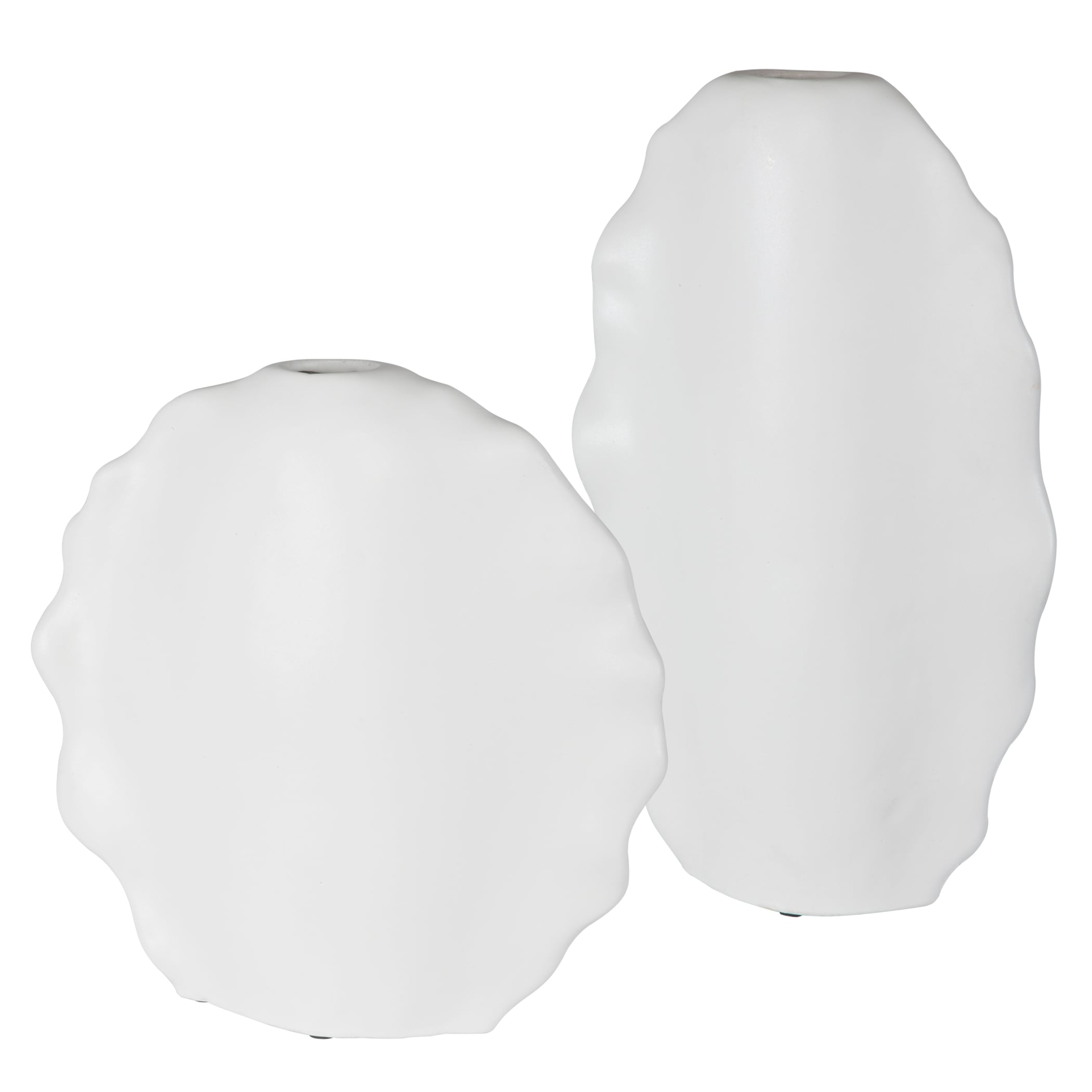 Ruffled Feathers Modern White Vases S/2
