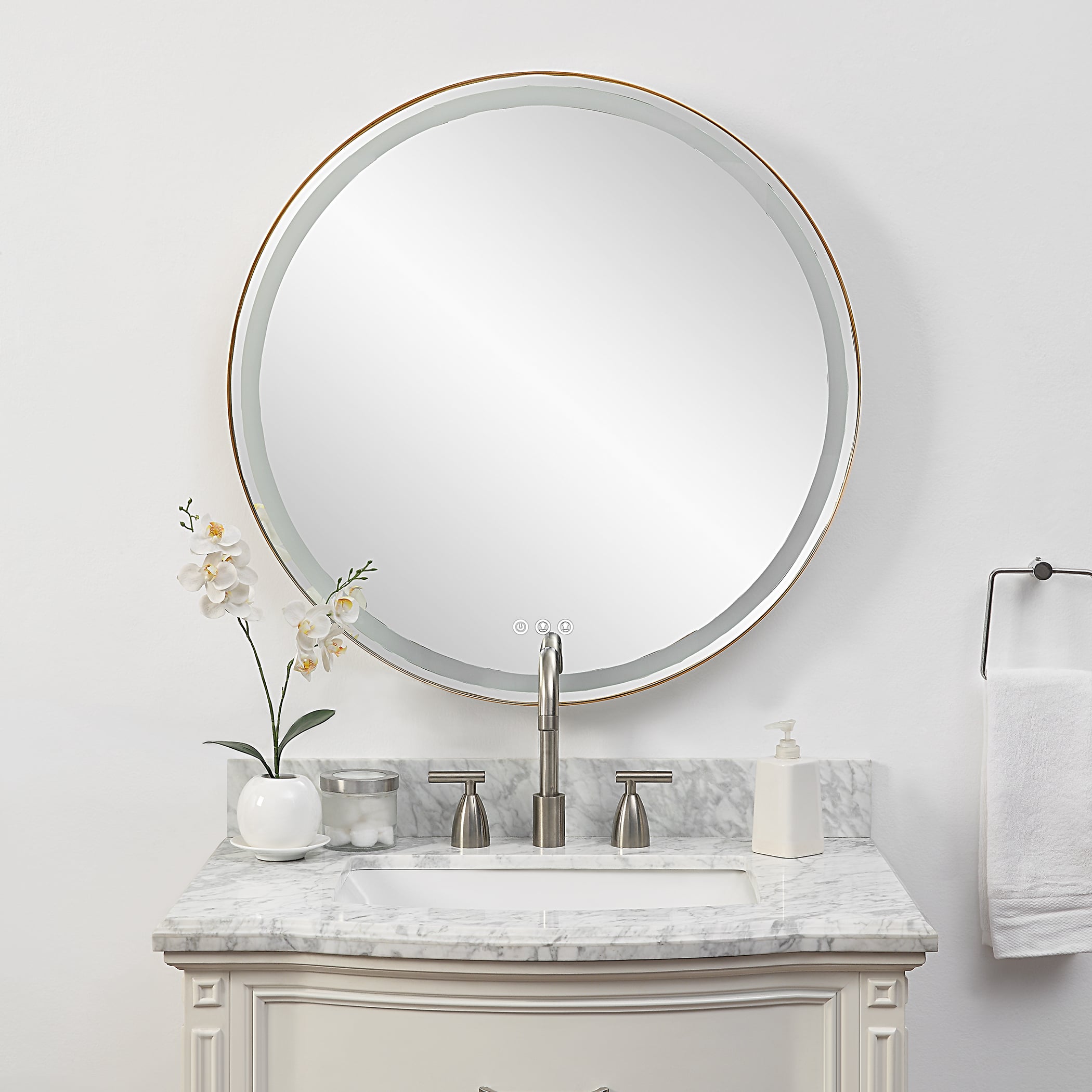 Uttermost Crofton Crofton Lighted Brass Round Mirror