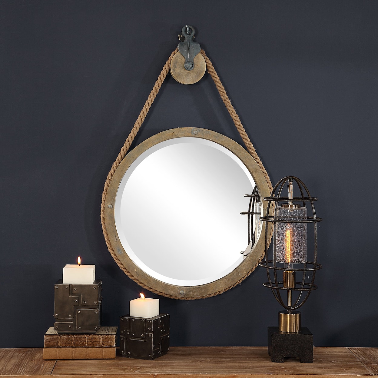 Uttermost Mirrors - Round Melton Round Pulley Mirror