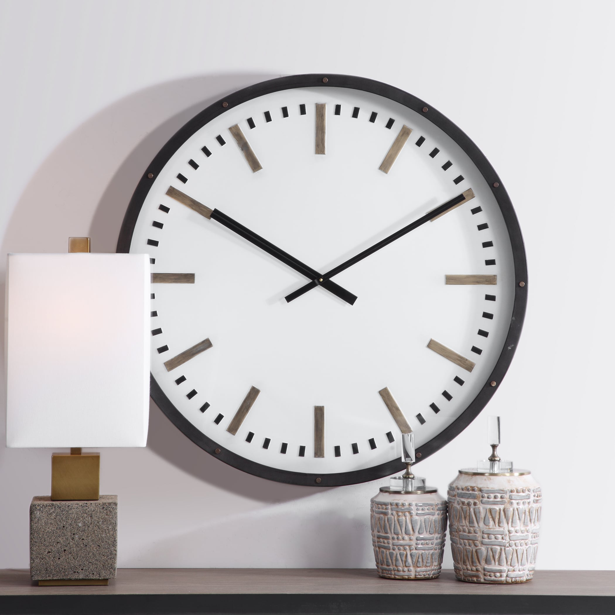 Uttermost Clocks Fleming Large Wall Clock | Walker's Furniture