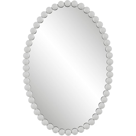 Contemporary Oval Wall Mirror with White Mirror Trim