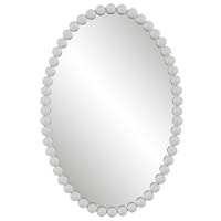 Contemporary Oval Wall Mirror with White Mirror Trim