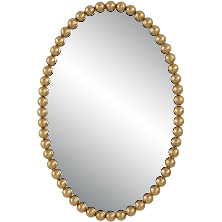 Contemporary Oval Wall Mirror with Gold Mirror Trim