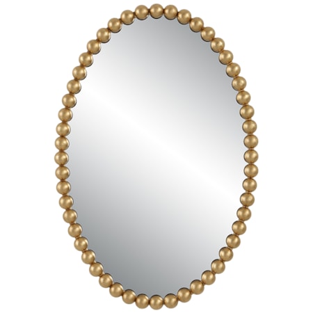 Oval Wall Mirror with Gold Mirror Trim