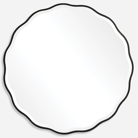 Aneta Black Round Mirror