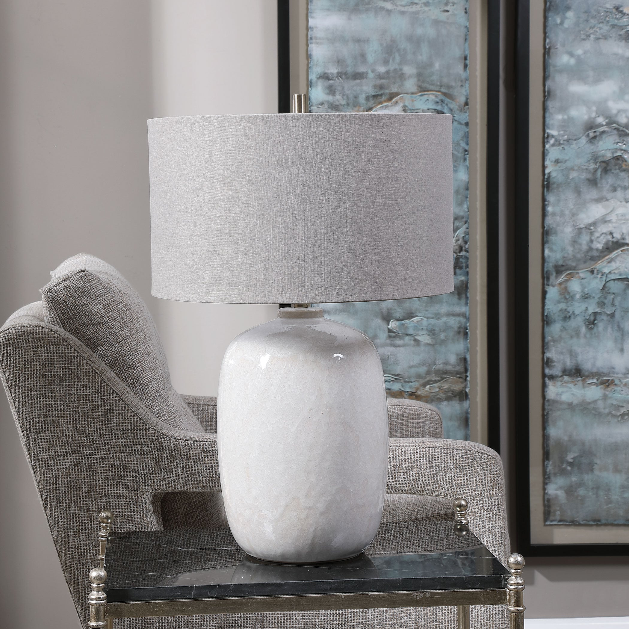 Uttermost Table Lamps Winterscape White Glaze Table Lamp