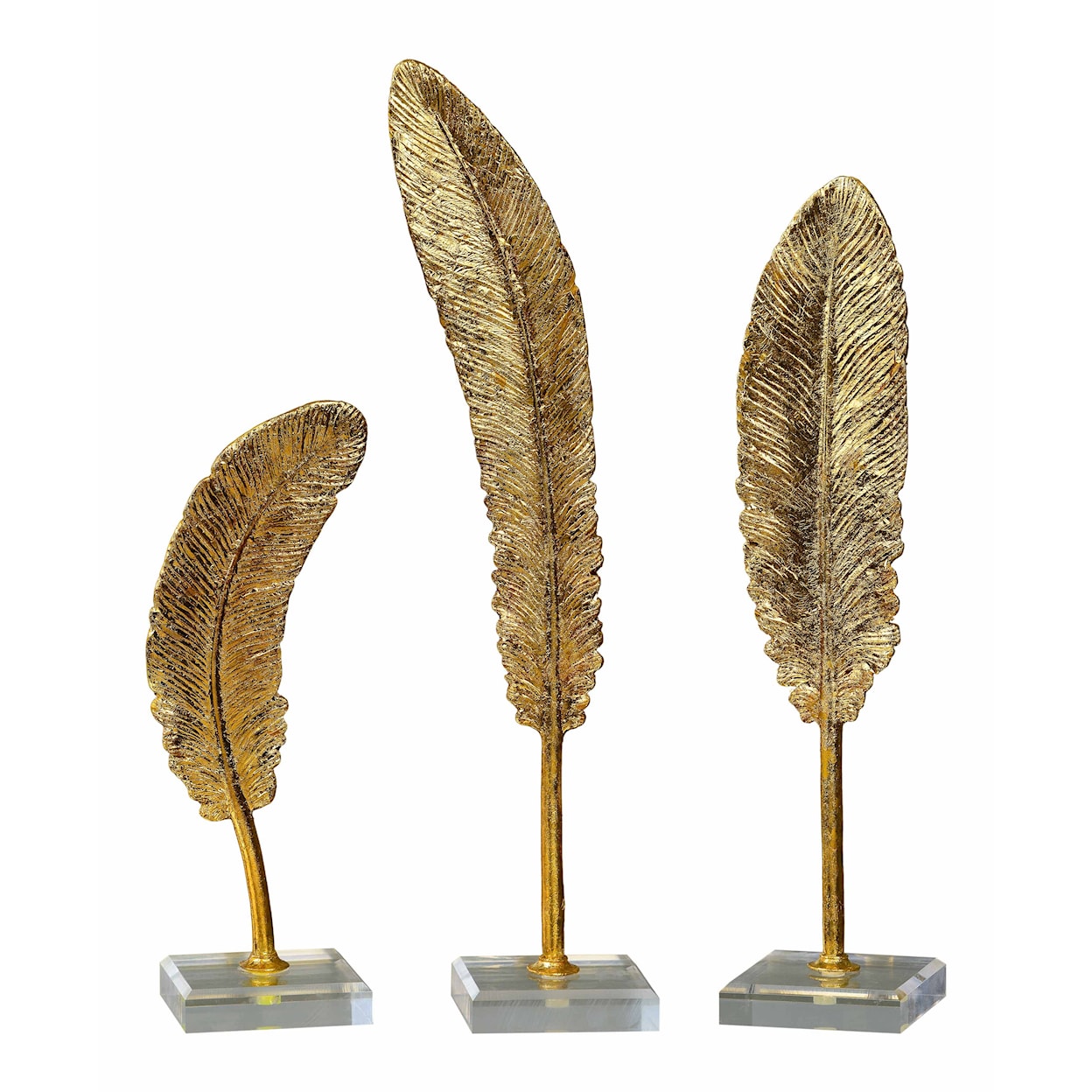 Uttermost Accessories - Statues and Figurines Feathers Gold Sculpture S/3