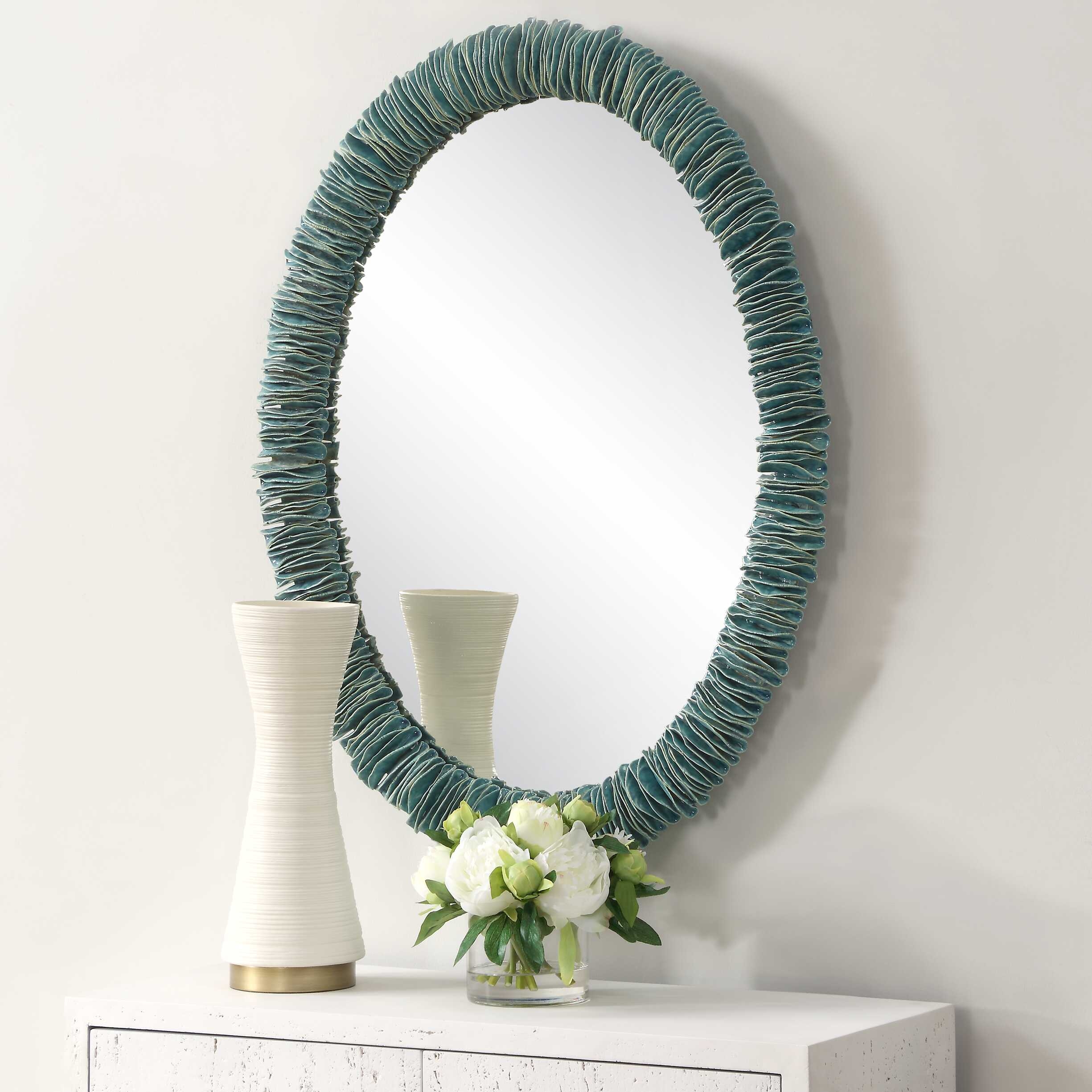 Uttermost Bonaire Bonaire Teal Blue Oval Mirror