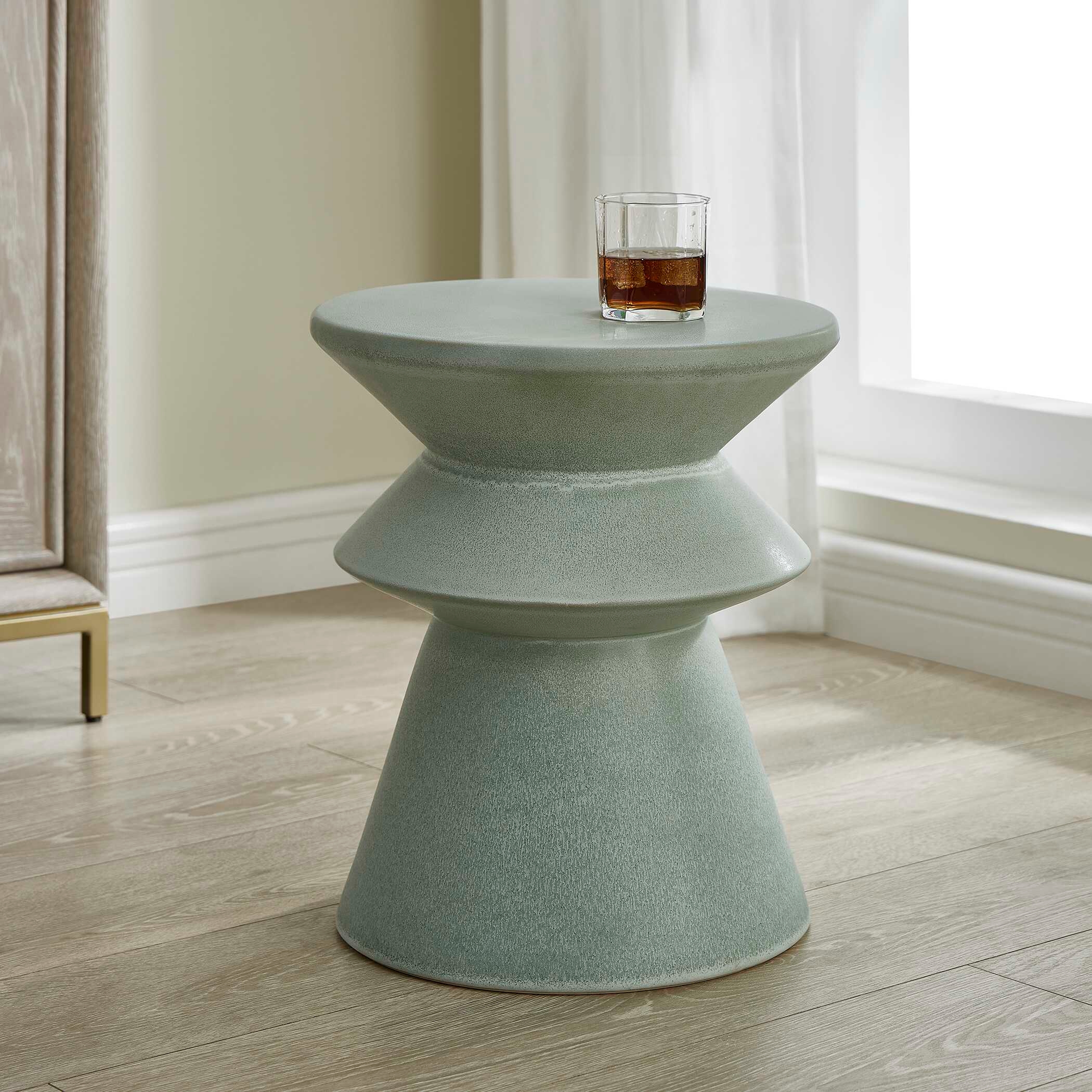 Imogene Seafoam Glaze Garden Stool